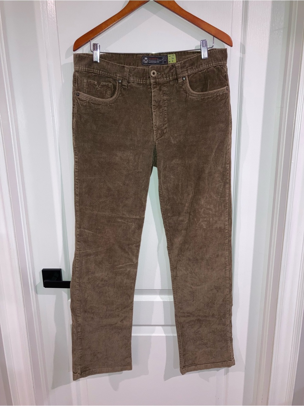 Point Zero Brown Corduroy Straight Leg Pants - size 33